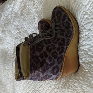 Stella McCartney leopard wedge booties